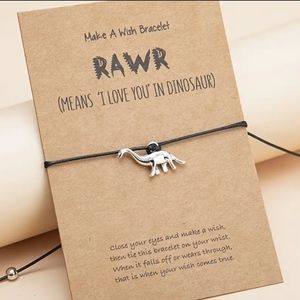Rawr dinosaur love bracelet silver and black BNWT